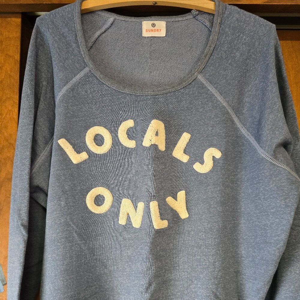 Heather Blue Women's Sundry Raglan sleeve light sweatshirt style top size 3